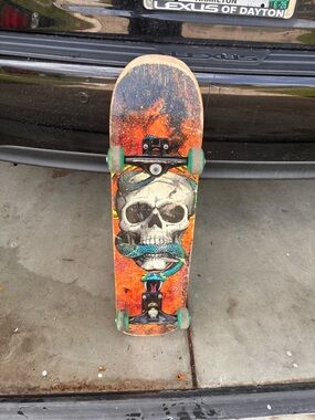 Skull & Serpent Graphic Skateboard - Orange